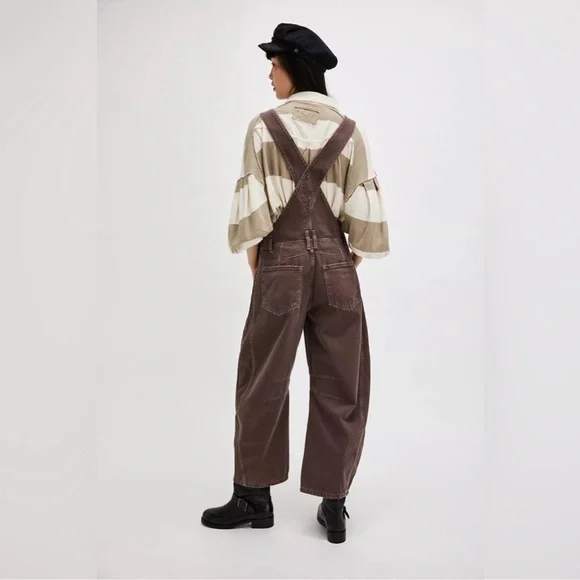 NWT Free people Good Luck Barrel Overalls jumpsuit Sz M - Picture 2 of 11